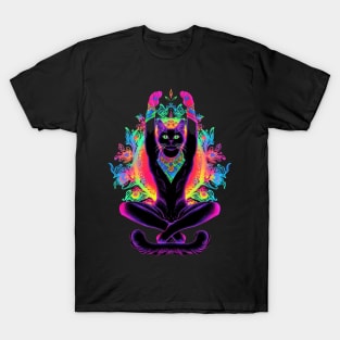 Psychedelic Trippy Hippie Cat Guru  - Positive Vibes T-Shirt